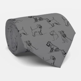 Miniature Schnauzer Line Art Pattern 001 Grey Tie