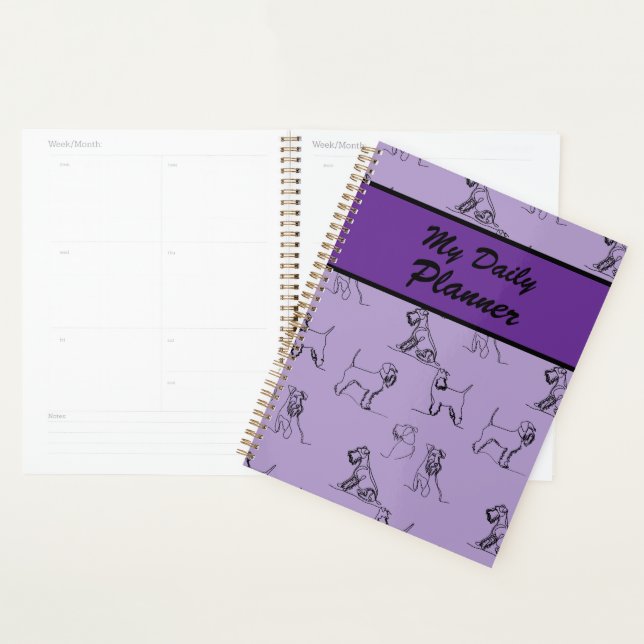 Miniature Schnauzer Line Art Pattern 001 Lavender  Planner (Display)