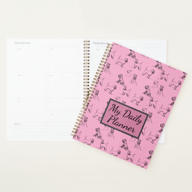 Miniature Schnauzer Line Art Pattern 001 Pink Planner (Display)