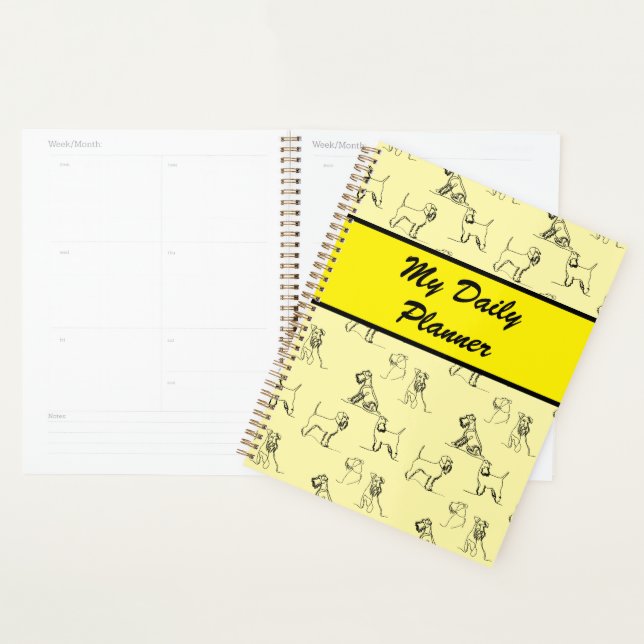 Miniature Schnauzer Line Art Pattern 001 Yellow Planner (Display)