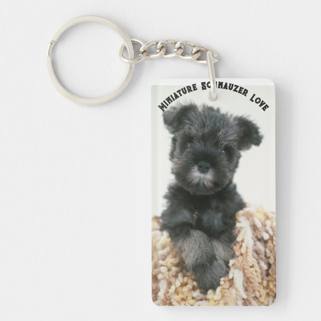 "Miniature Schnauzer Love" Acrylic Keychain (Front)