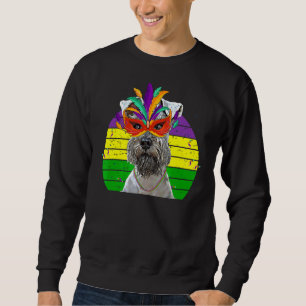 Miniature Schnauzer Mardi Gras Party Dog Mask Bead Sweatshirt