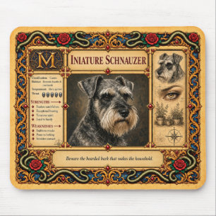 Miniature Schnauzer, Mediaeval Bestiary Art Mouse Mat