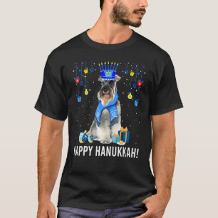 Miniature Schnauzer Menorah Hat Christmas Hanukkah T-Shirt