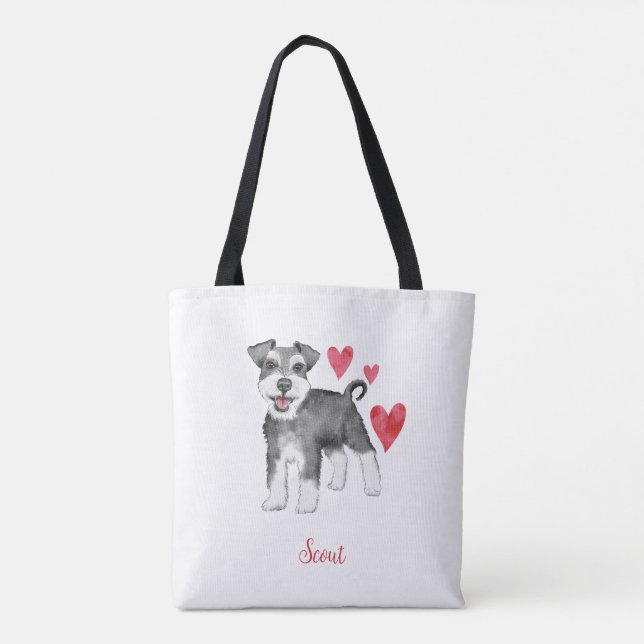 Miniature Schnauzer Mini Schnauzer Custom Text Tote Bag (Back)