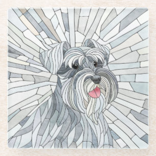Miniature Schnauzer Mosaic art Glass Coaster