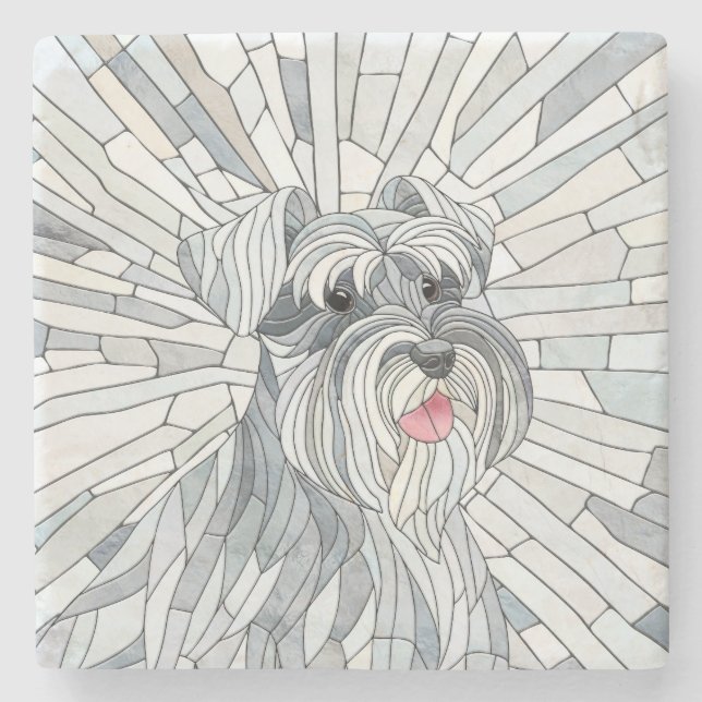 Miniature Schnauzer Mosaic art Stone Coaster (Front)