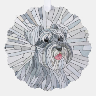 Miniature Schnauzer Mosaic art Tree Decoration Card