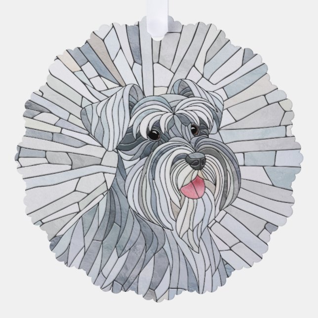 Miniature Schnauzer Mosaic art Tree Decoration Card (Front)