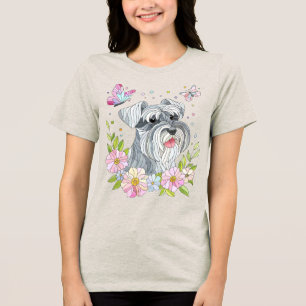 Miniature Schnauzer Mosaic art Tri-Blend Shirt
