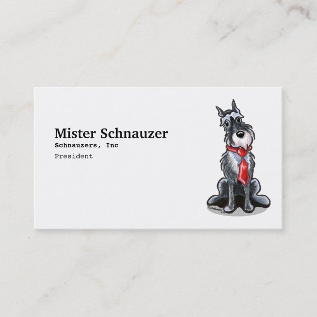 Miniature Schnauzer Neck Tie Pet Business Cards (Front)