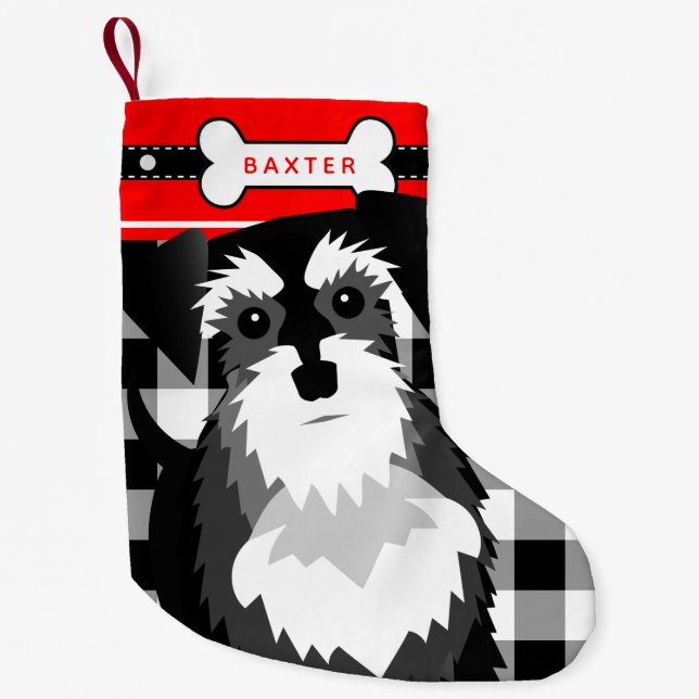 Miniature Schnauzer Old Fashioned Plaid Small Chri Christmas Stocking (Front)