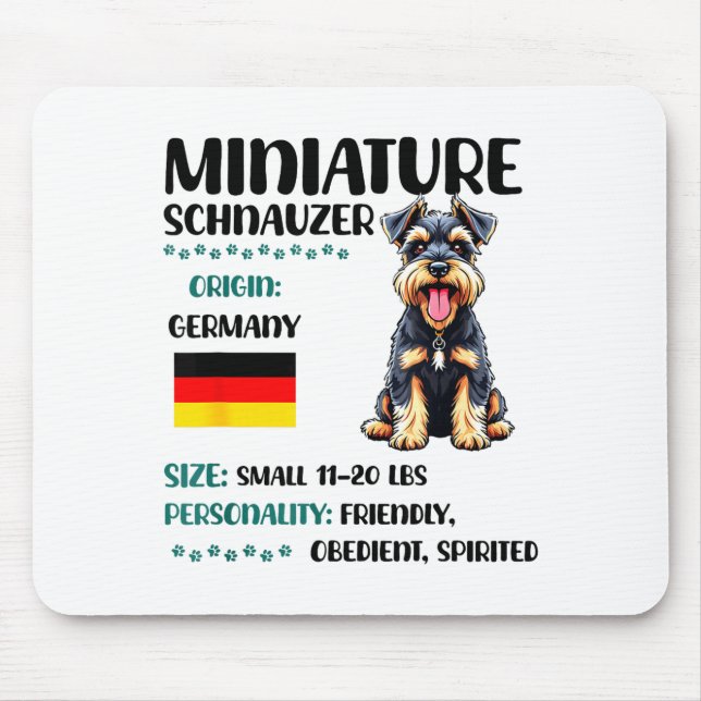 Miniature Schnauzer Origin Funny Mini Schnauzer Lo Mouse Mat (Front)