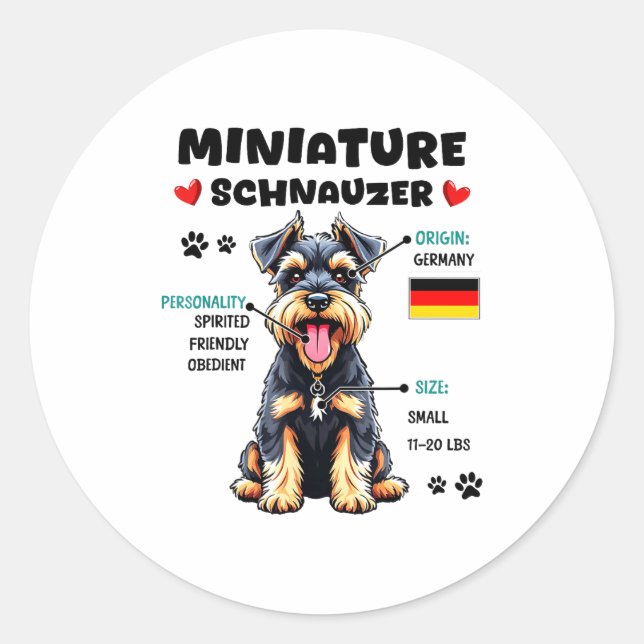 Miniature Schnauzer Owner Funny Mini Schnauzer Lov Classic Round Sticker (Front)