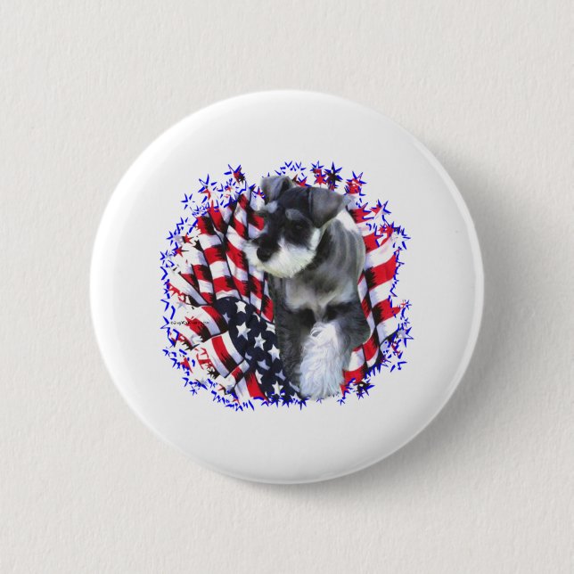 Miniature Schnauzer Patriot 6 Cm Round Badge (Front)