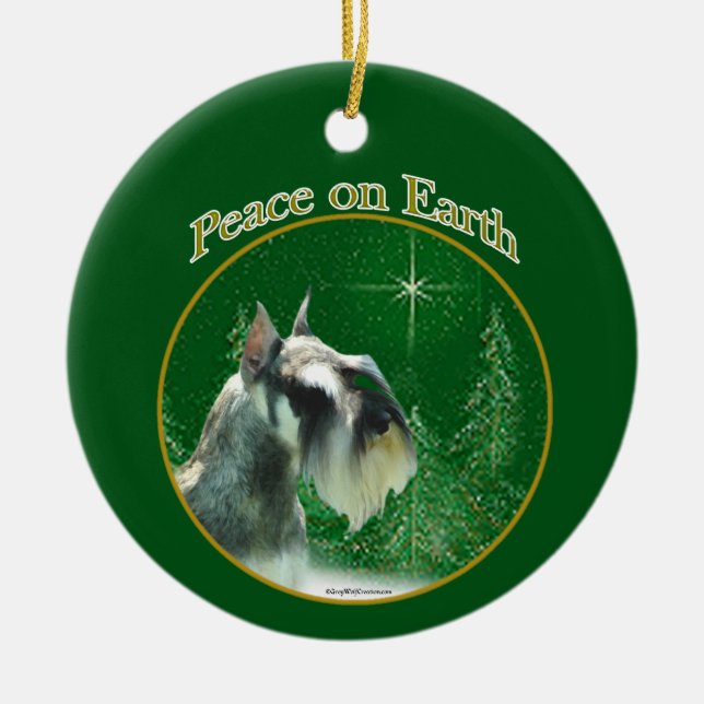Miniature Schnauzer Peace Ceramic Tree Decoration (Front)