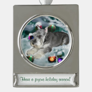 Miniature Schnauzer Personalised Christmas Silver Plated Banner Ornament