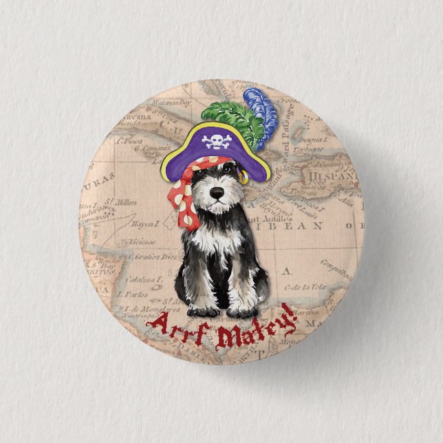 Miniature Schnauzer Pirate 3 Cm Round Badge (Front)