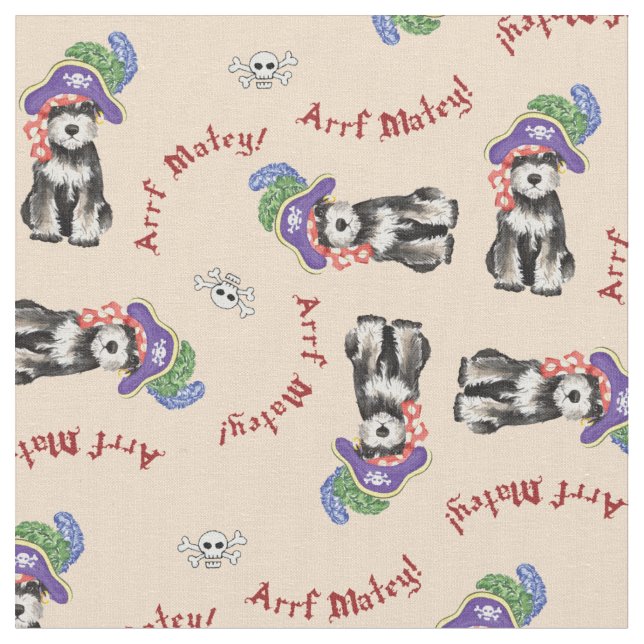 Miniature Schnauzer Pirate Fabric (Close Up)