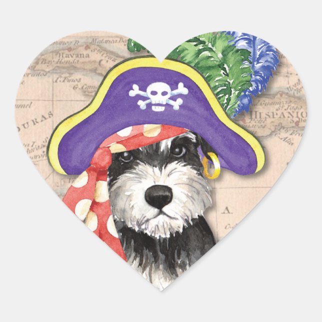 Miniature Schnauzer Pirate Heart Sticker (Front)