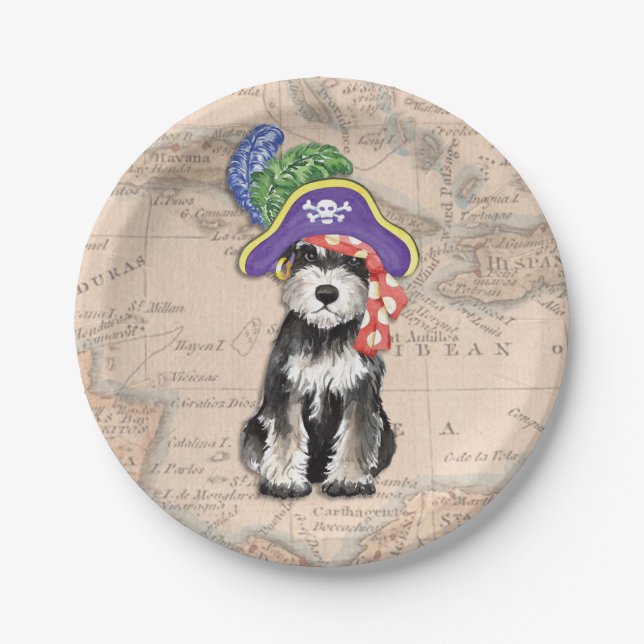Miniature Schnauzer Pirate Paper Plate (Front)