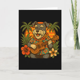 Miniature Schnauzer Playing Ukulele Hawaiian Summe Card