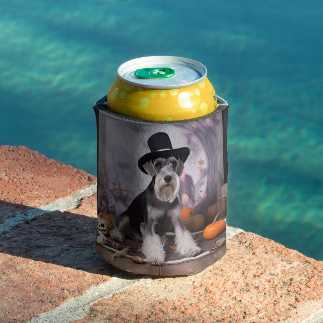 Miniature Schnauzer Pumpkins Halloween Scary  Can Cooler (In Situ Pool)