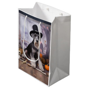Miniature Schnauzer Pumpkins Halloween Scary  Medium Gift Bag