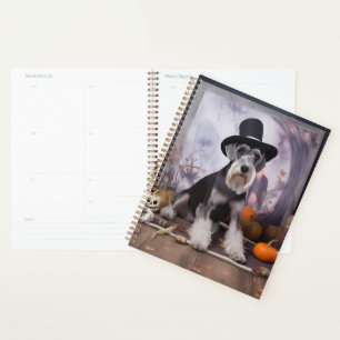Miniature Schnauzer Pumpkins Halloween Scary  Planner