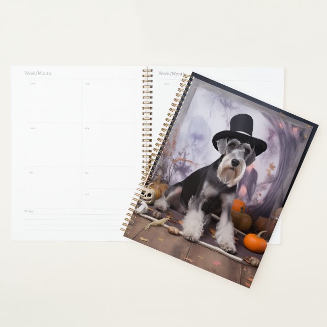 Miniature Schnauzer Pumpkins Halloween Scary  Planner (Display)