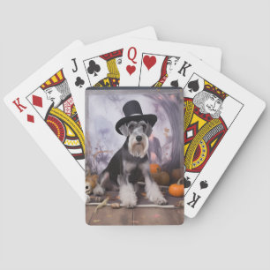 Miniature Schnauzer Pumpkins Halloween Scary Playing Cards