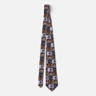 Miniature Schnauzer Pumpkins Halloween Scary Tie
