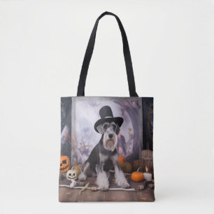 Miniature Schnauzer Pumpkins Halloween Scary  Tote Bag