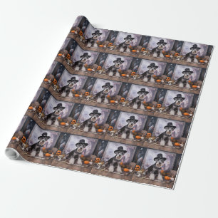 Miniature Schnauzer Pumpkins Halloween Scary  Wrapping Paper
