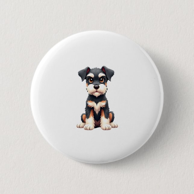 Miniature Schnauzer Puppy  (1) 6 Cm Round Badge (Front)