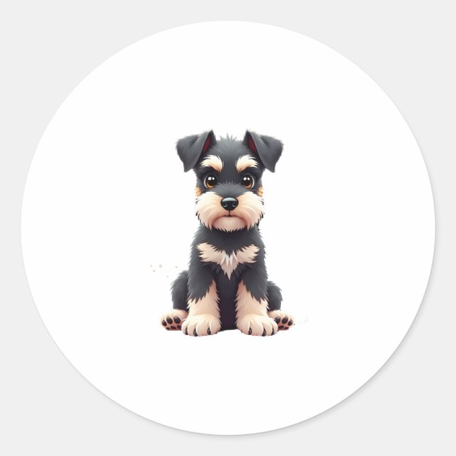 Miniature Schnauzer Puppy  (2) Classic Round Sticker (Front)