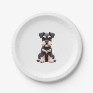 Miniature Schnauzer Puppy  (2) Paper Plate