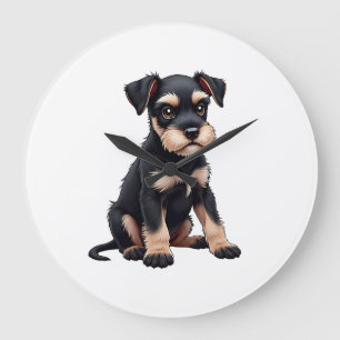 Miniature Schnauzer Puppy (3) Large Clock