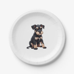 Miniature Schnauzer Puppy  (3) Paper Plate