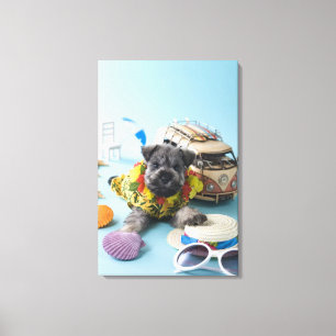 Miniature Schnauzer Puppy and Summer Vacation Canvas Print