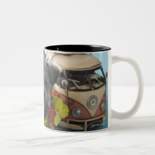 Miniature Schnauzer Puppy and Summer Vacation Two-Tone Coffee Mug