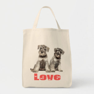 Miniature Schnauzer Puppy Dogs Pink Heart Tote