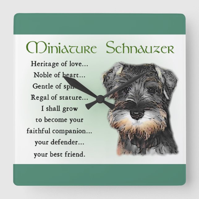 Miniature Schnauzer Puppy Heritage Gifts Square Wall Clock (Front)