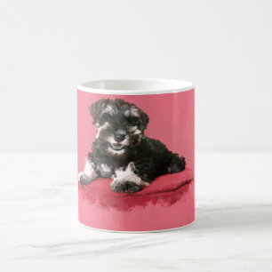 Miniature Schnauzer Puppy Watercolor Digital Art Coffee Mug