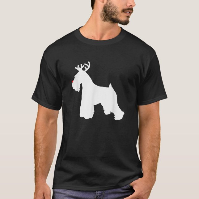 Miniature Schnauzer Reindeer Christmas Dog  T-Shirt (Front)
