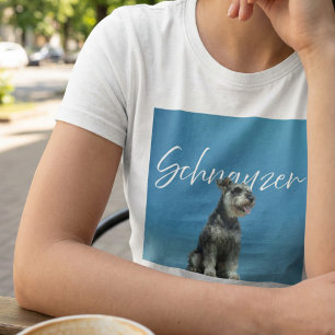 Miniature Schnauzer Retro Photo Blue Sky Dog Lover T-Shirt