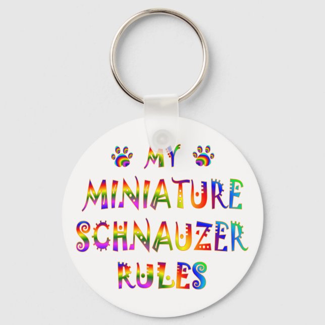 Miniature Schnauzer Rules Fun Key Ring (Front)