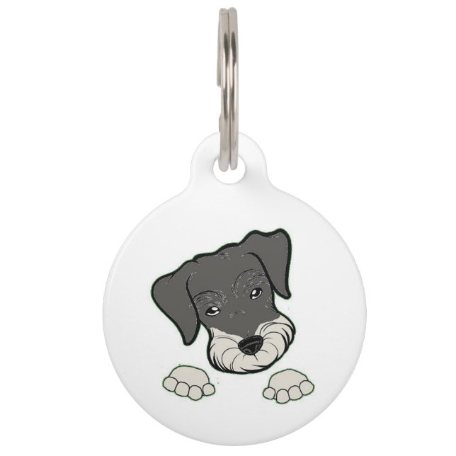 miniature schnauzer salt and pepper peeking pet tag (Front)