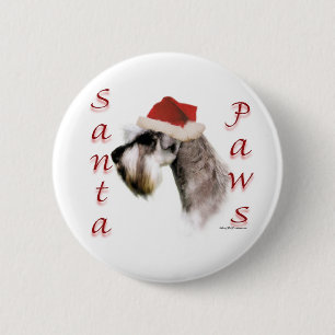 Miniature Schnauzer Santa Paws 6 Cm Round Badge