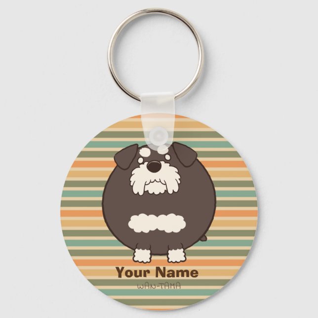 Miniature Schnauzer "Shinatama (Black)" -Retro- Key Ring (Front)